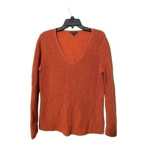 J Crew Mercantile V-Neck Sweater Burnt Orange Knit Tunic Style Womens Size M